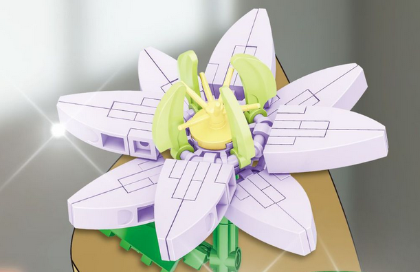 powojnik flower: kwiatek z klocków 3d