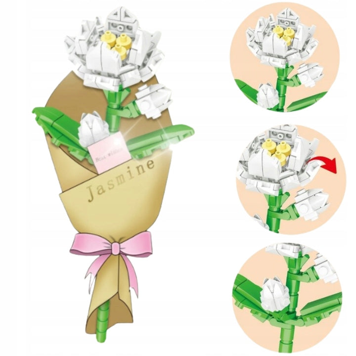 jaśmin flower: kwiatek z klocków 3d