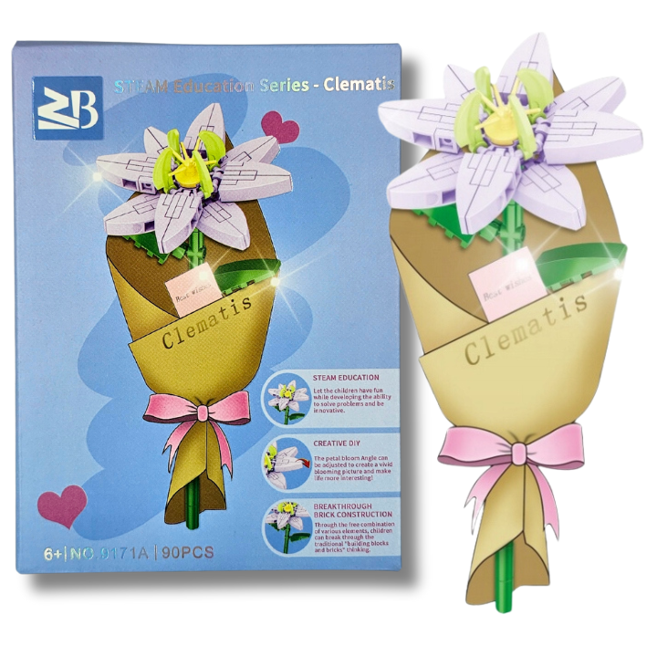 powojnik flower: kwiatek z klocków 3d