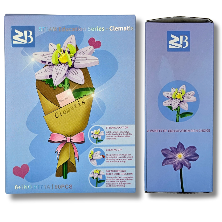 powojnik flower: kwiatek z klocków 3d