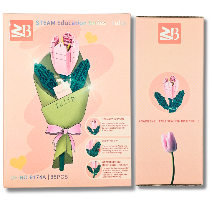 tulipan flower: kwiatek z klocków 3d