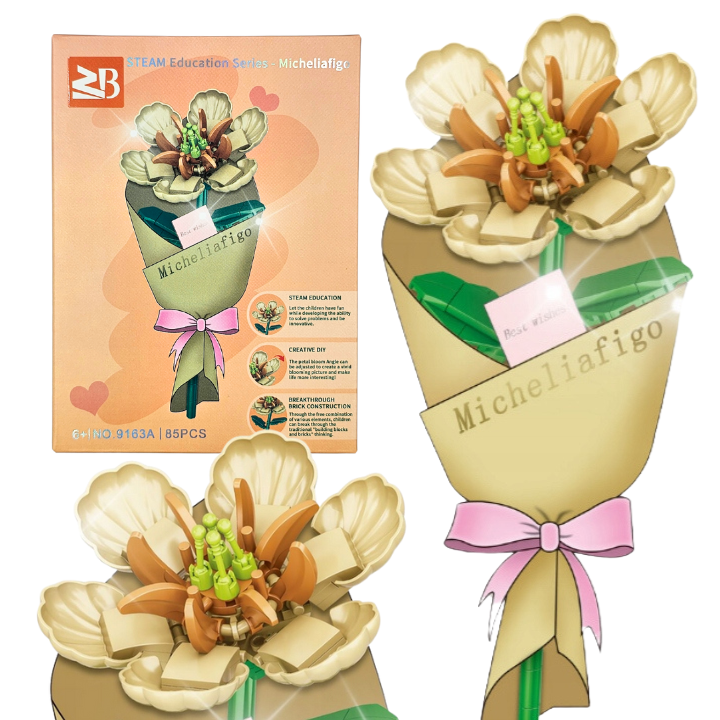 magnolia figo: kwiatek z klocków 3d